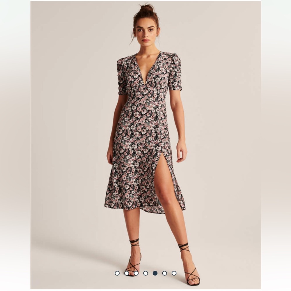 Cinched sleeve midi dress